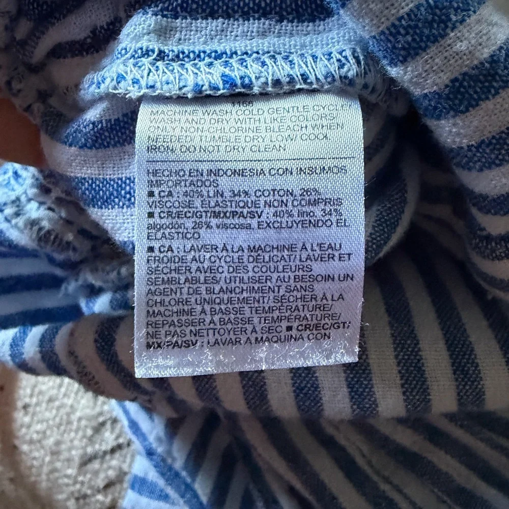 Old Navy Girls Sleeveless Linen Blend Button Front Romper 8 Blue White Stripe